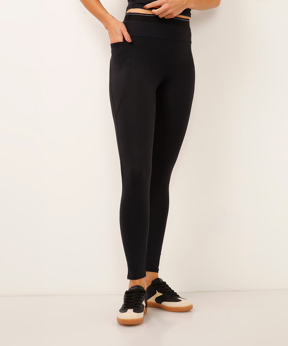 calça legging com bolsos esportiva preta