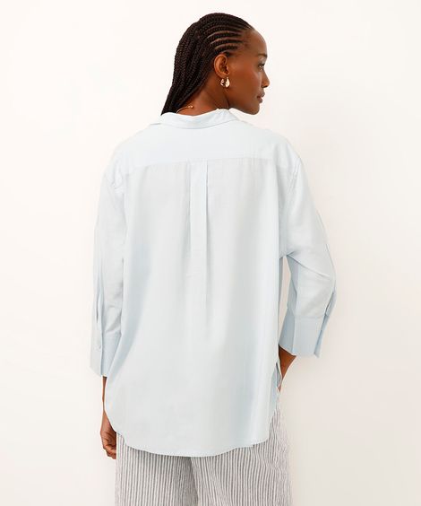 camisa com linho azul