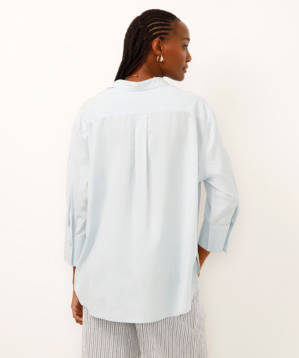 camisa com linho azul