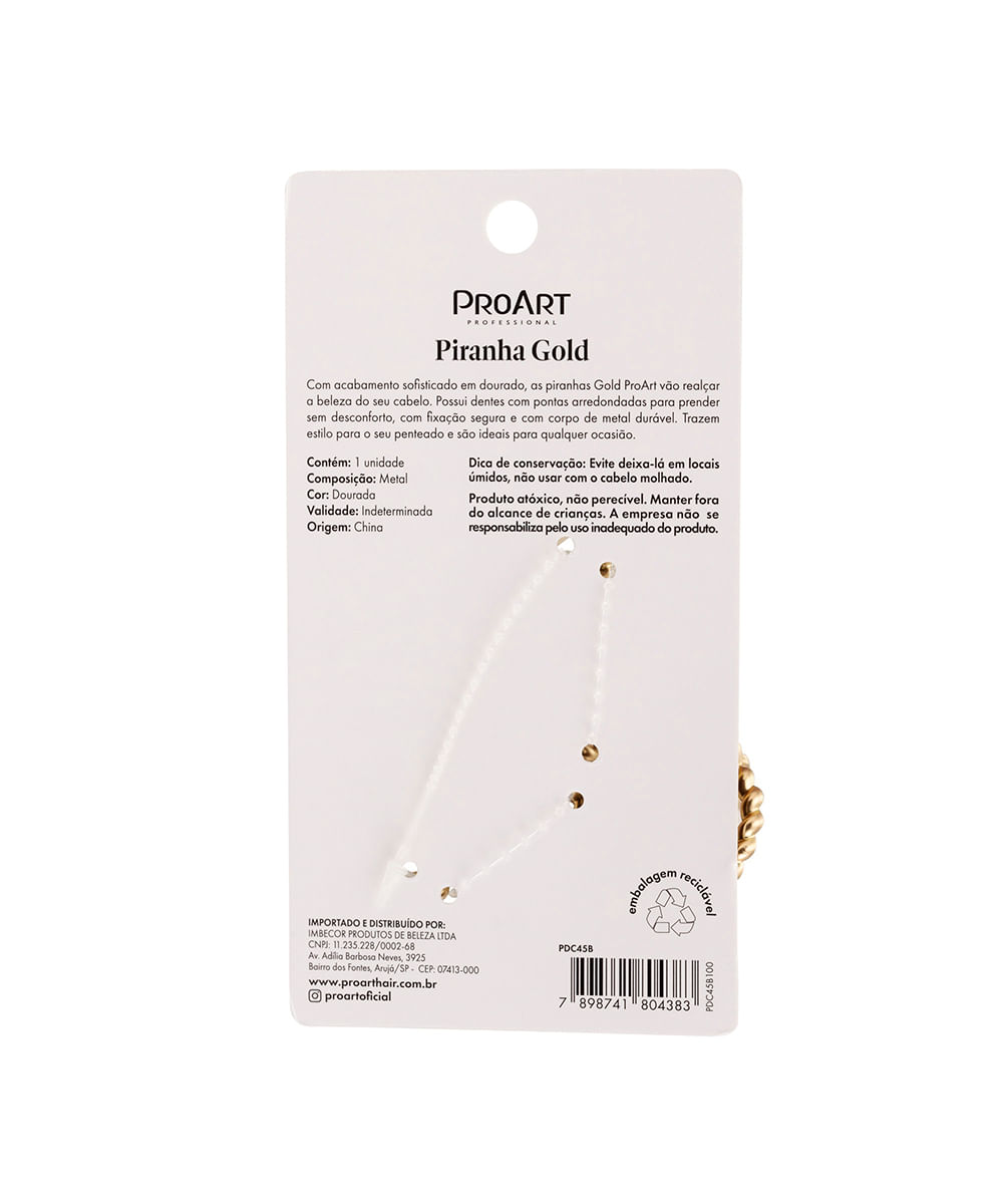 presilha de cabelo trança proart dourada