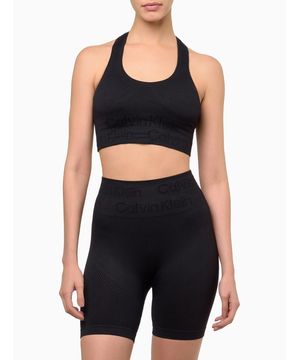 Short Tonal Logo Seamless Sport Preto Calvin Klein