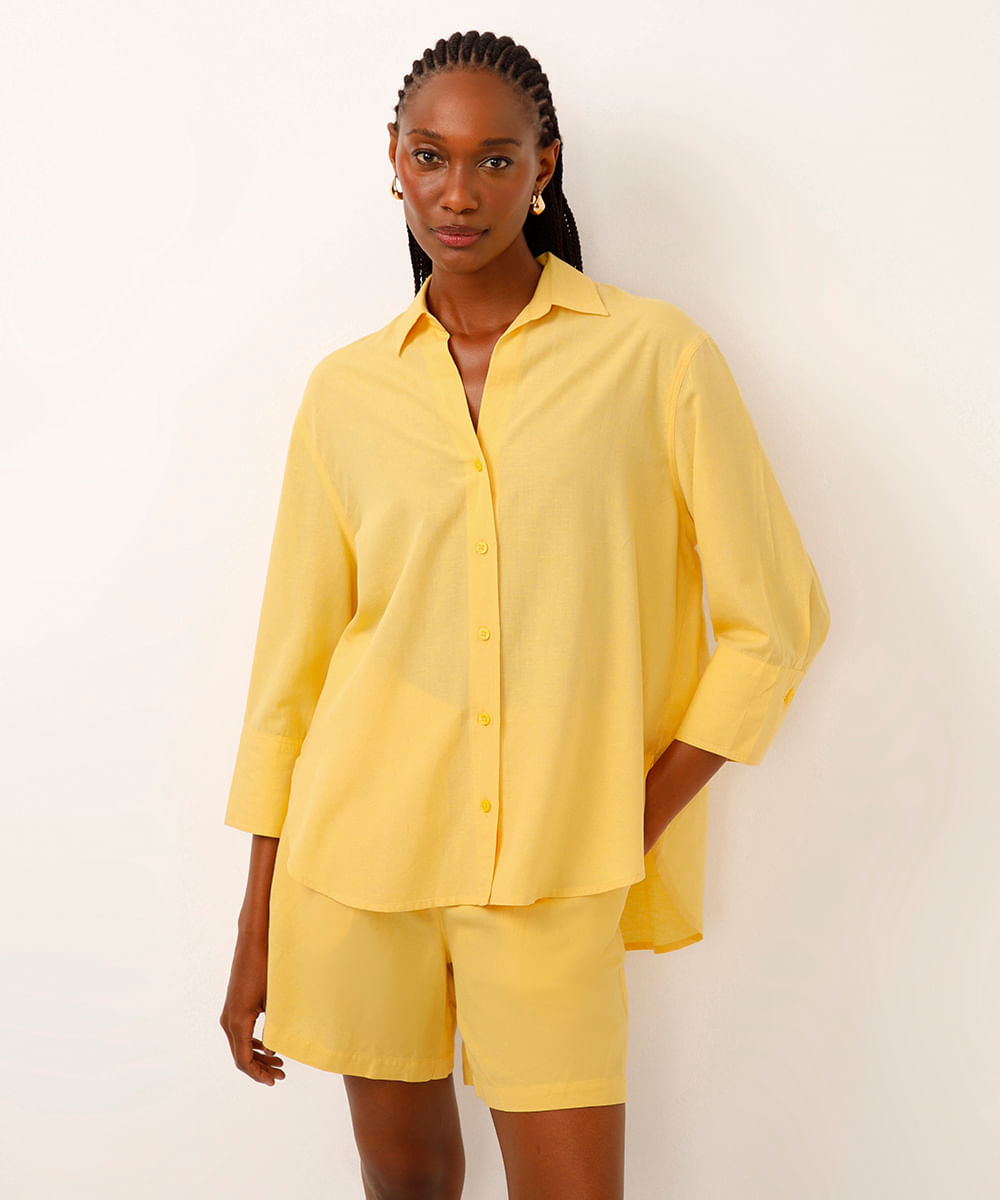 camisa com linho amarela