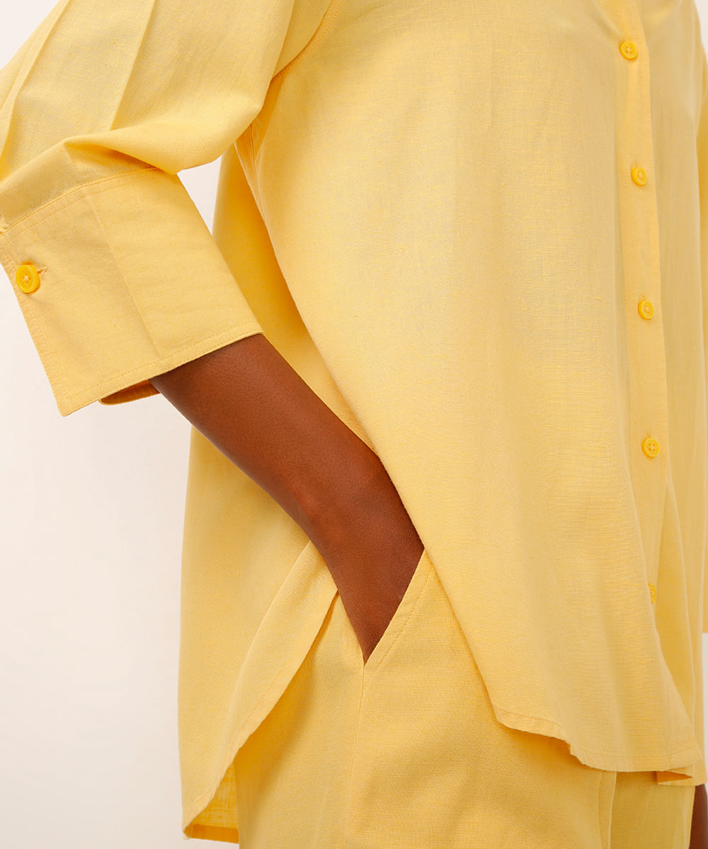 camisa com linho amarela