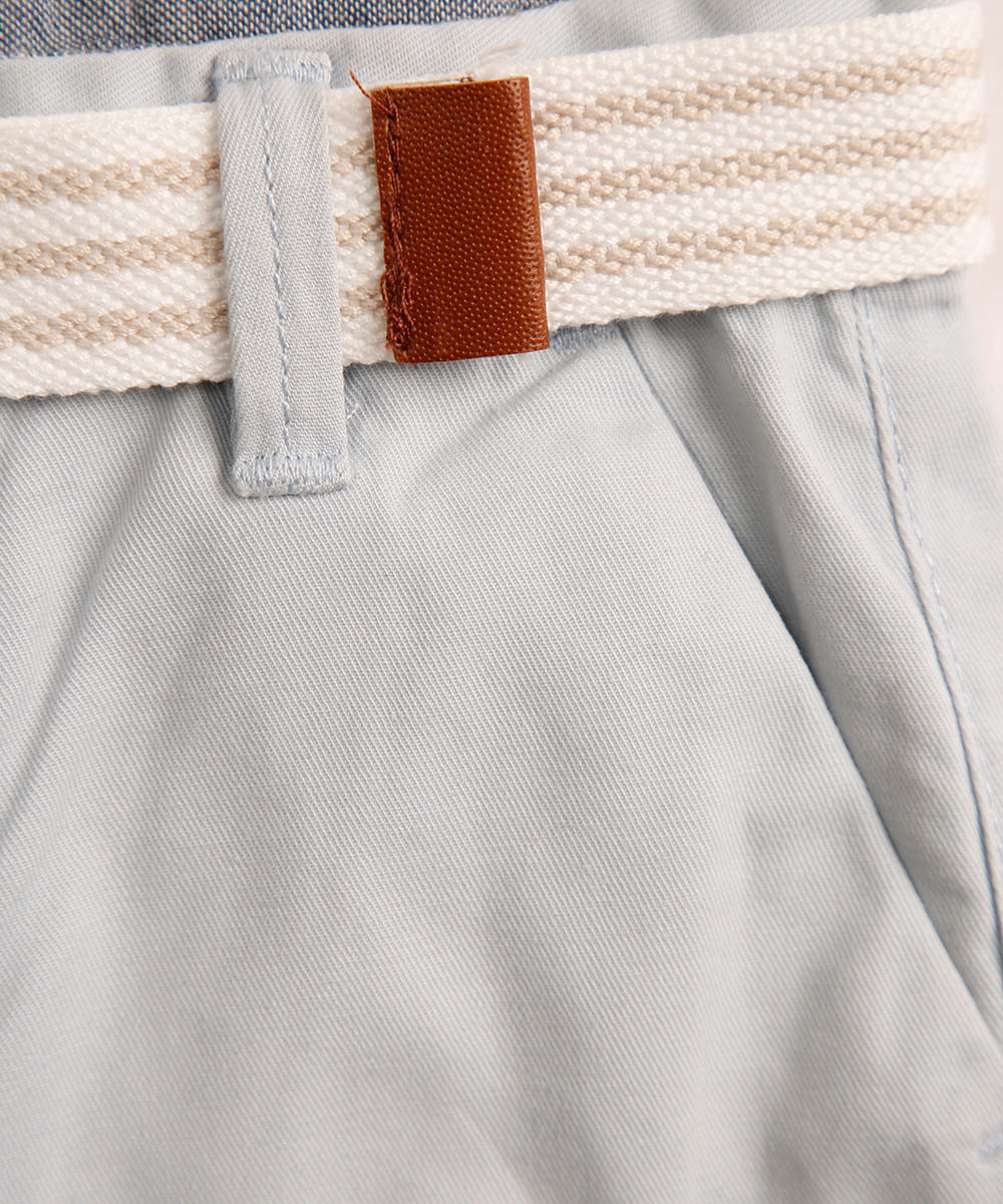 bermuda infantil de sarja com cinto azul