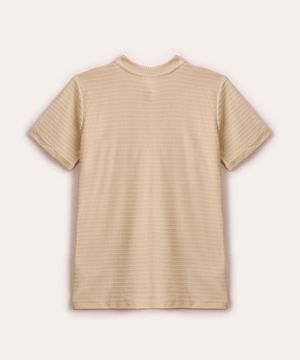 camiseta infantil texturizada gola portuguesa bege