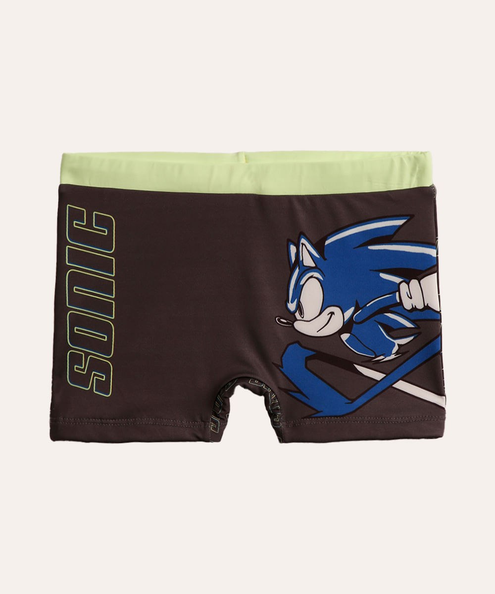 sunga infantil boxer sonic cinza