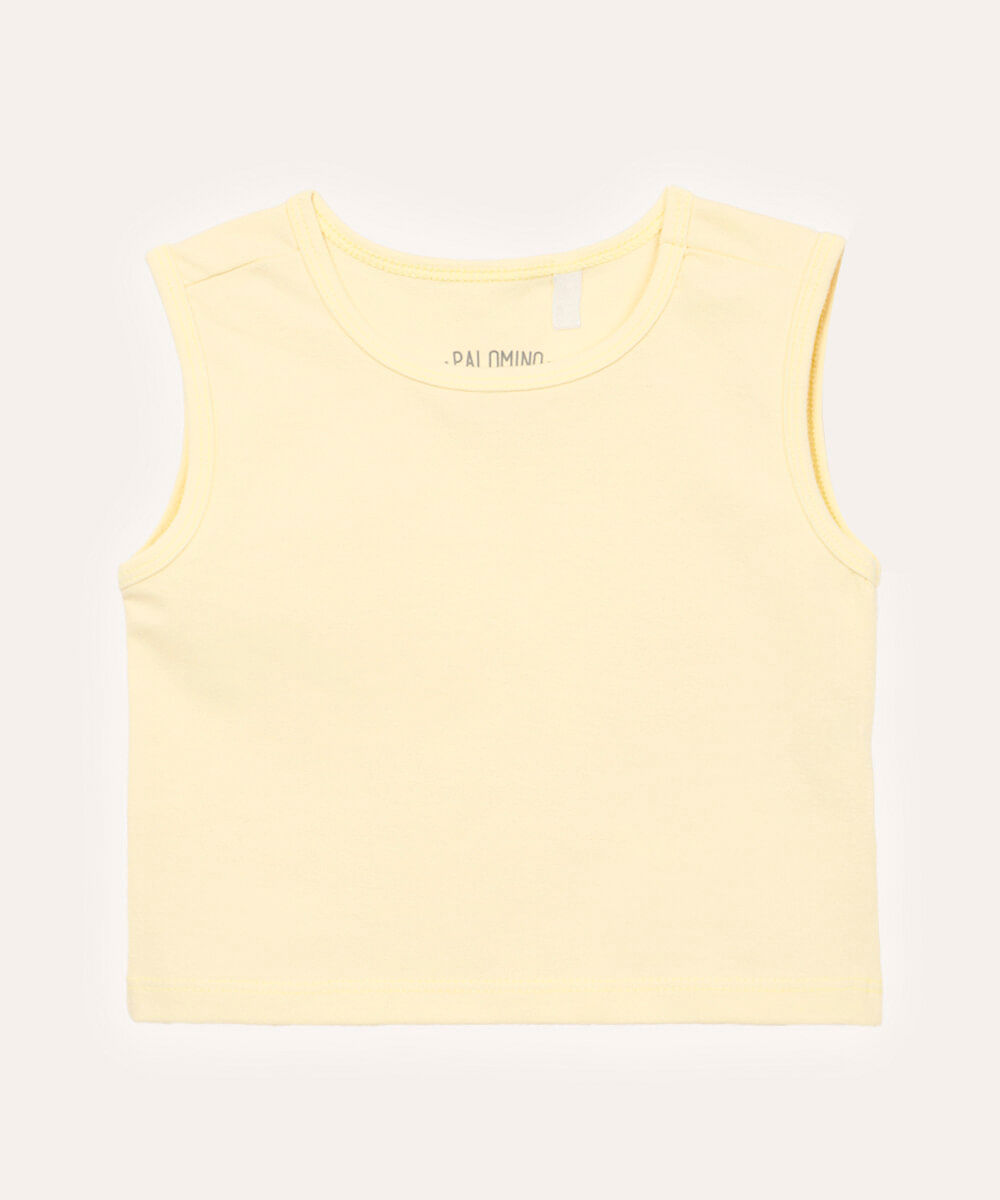 cropped infantil de algodão amarelo