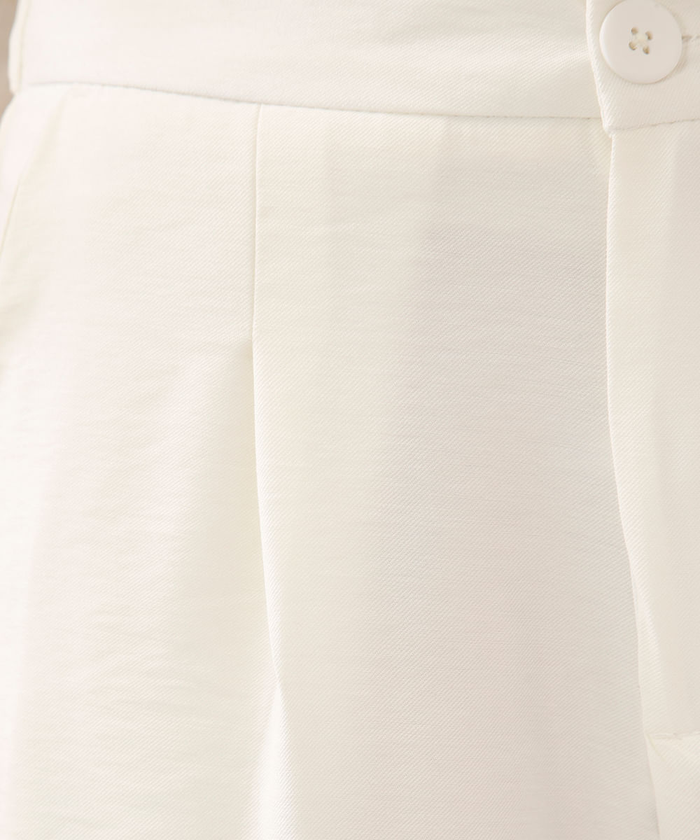 calça wide leg de viscose cintura alta off white