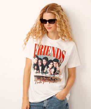 camiseta de algodão friends off white