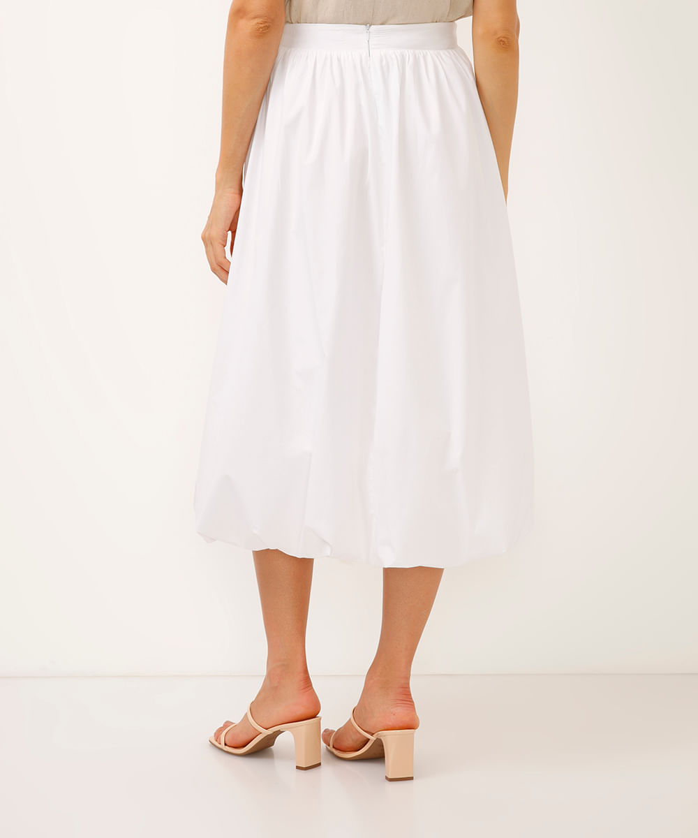 saia midi balonê de algodão off white