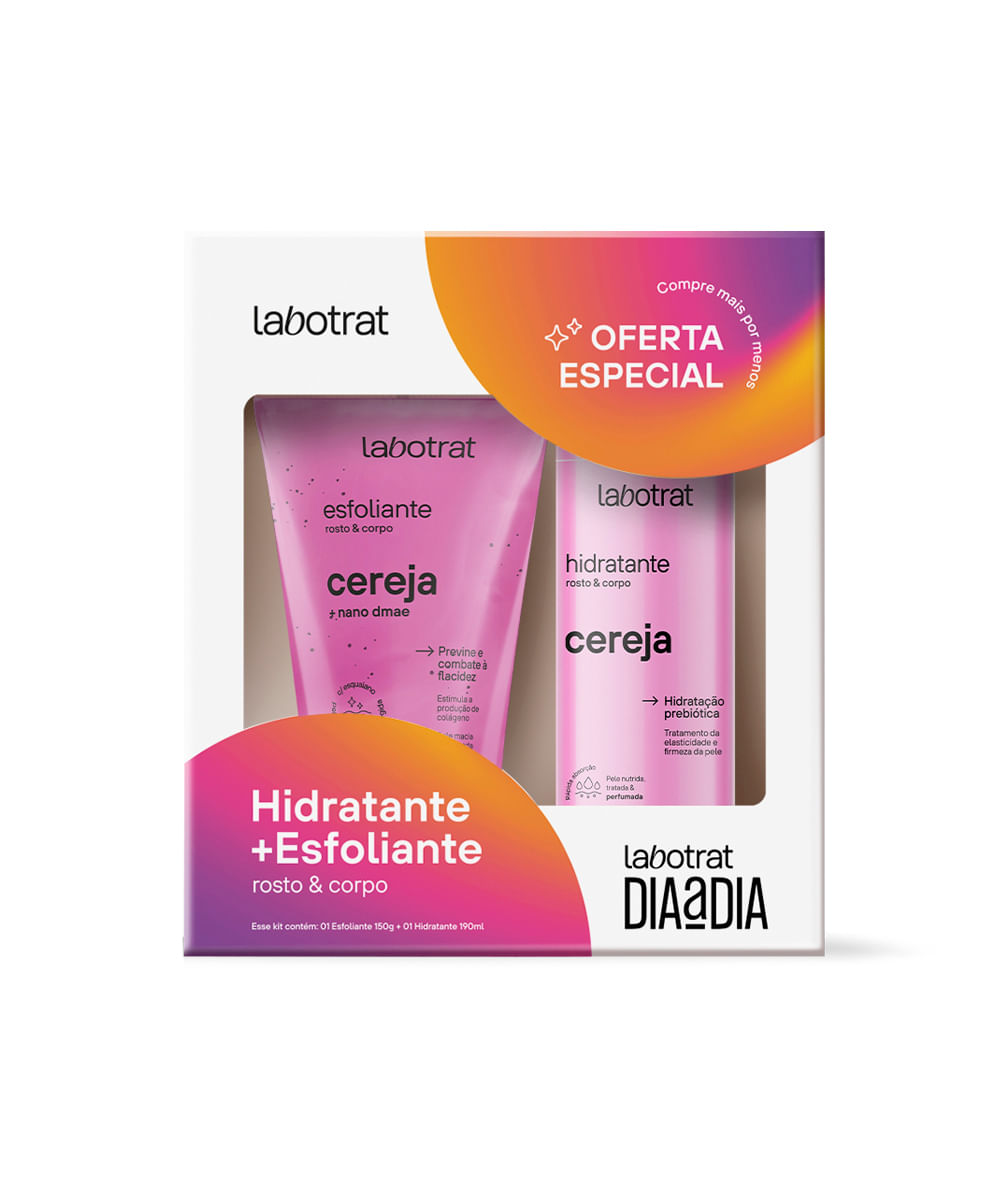 kit esfoliante e hidratante labotrat dia a dia cereja