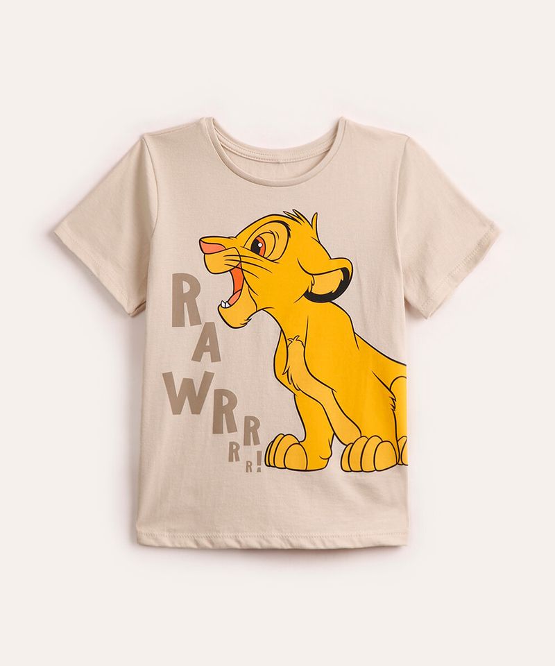 camiseta de algodão infantil simba bege