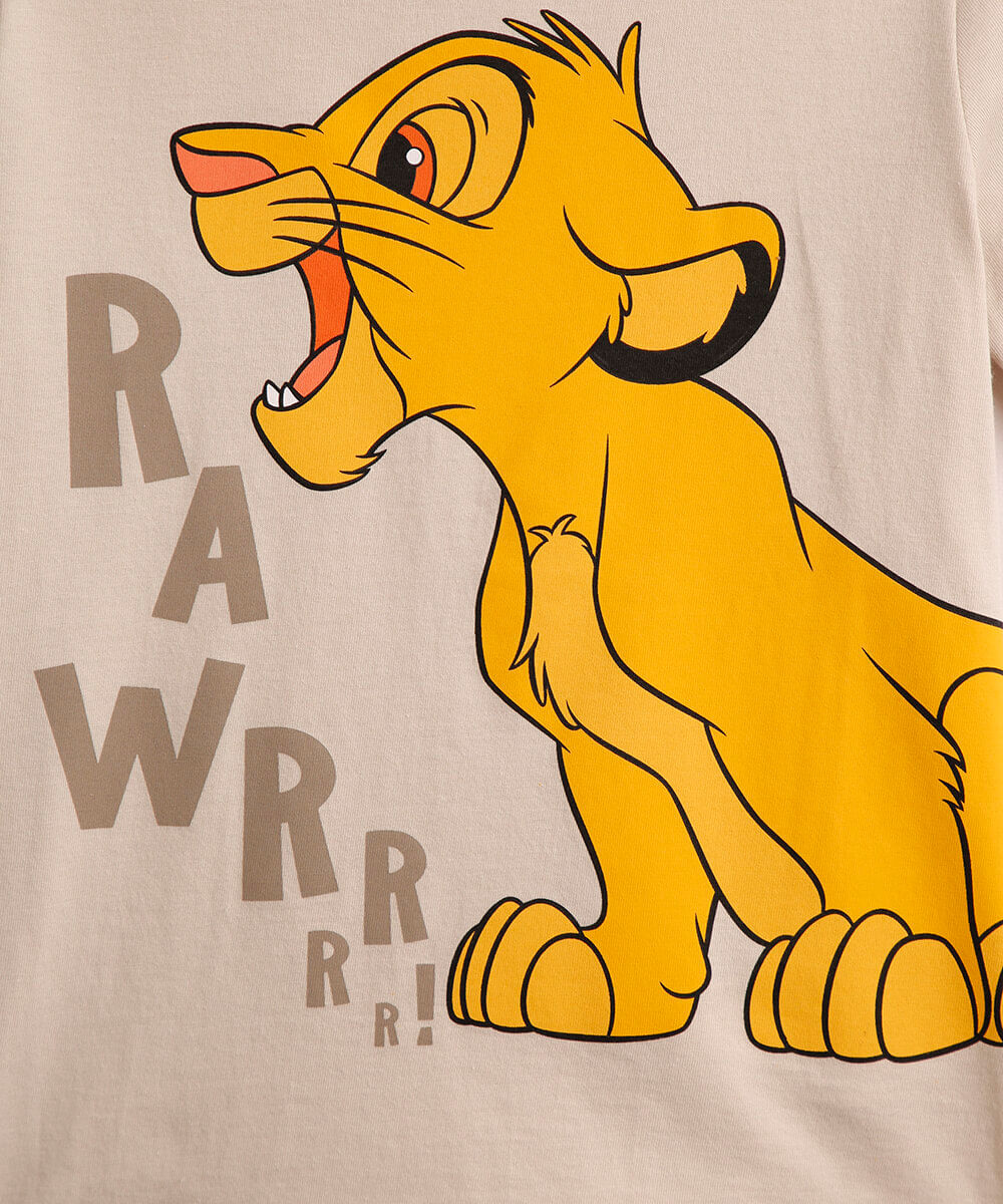 camiseta de algodão infantil simba bege