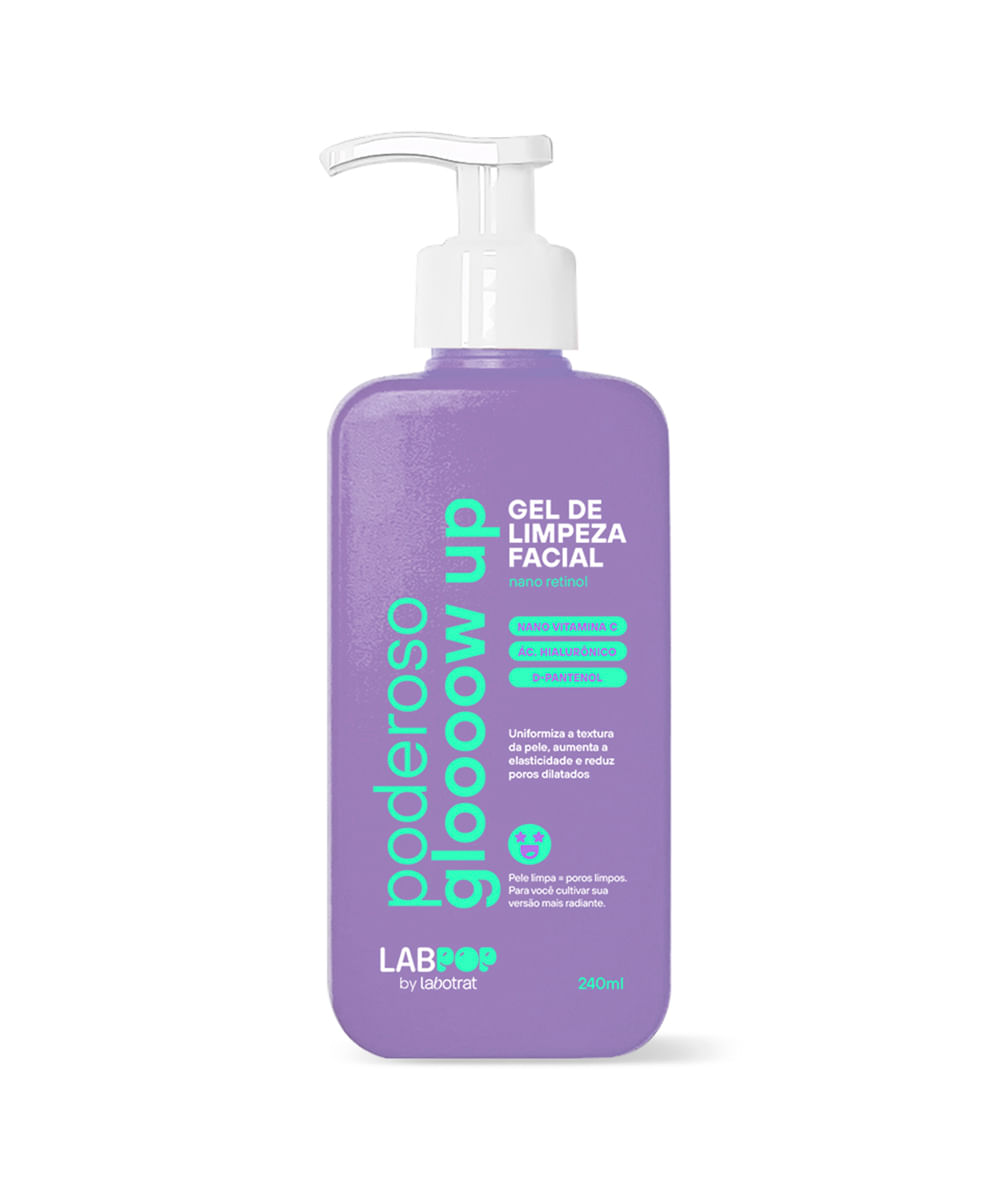 gel de limpeza facial poderoso glow up labpop