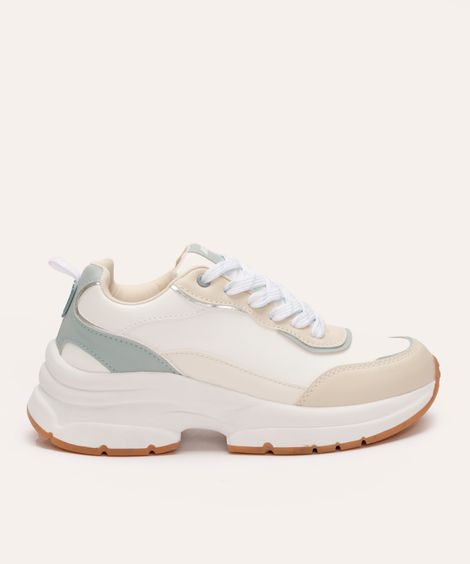 tênis casual com recortes branco