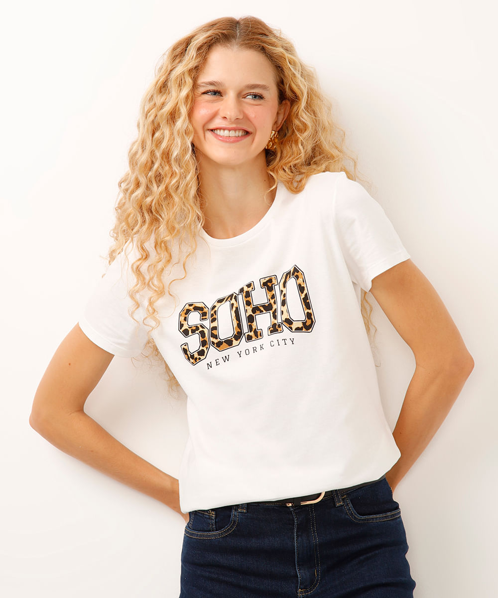 camiseta de algodão soho off white
