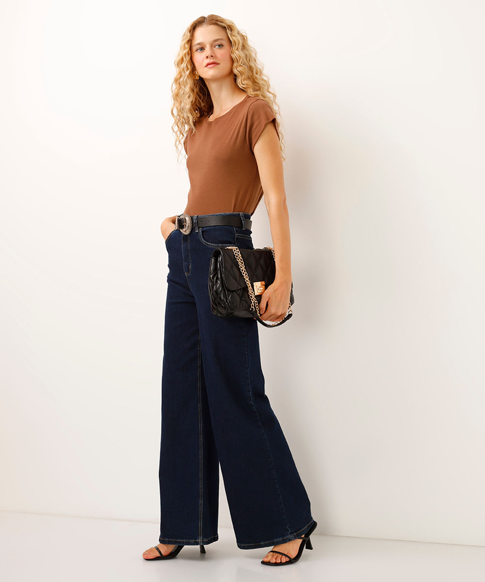 blusa de algodão manga copinho marrom