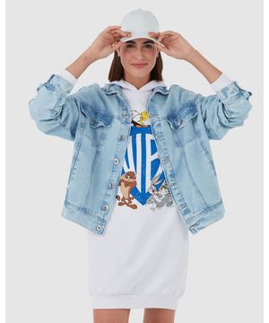 Jaqueta Jeans Oversized Looney Tunes Malwee Azul