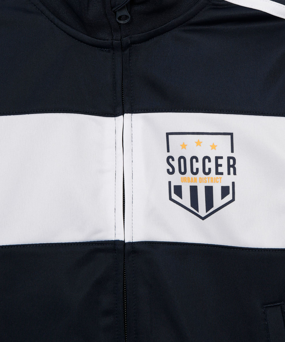 jaqueta infantil manga longa com listra soccer azul