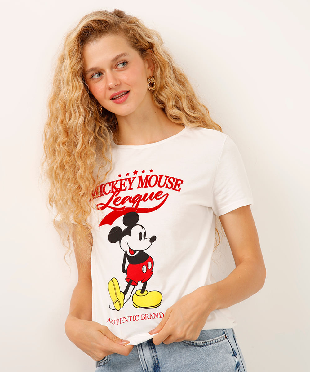 camiseta de algodão mickey mouse off white