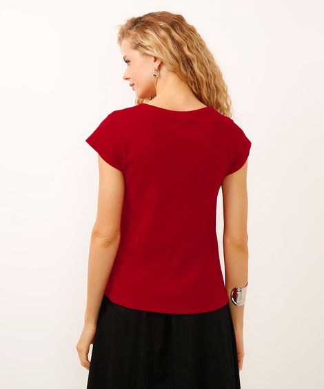 blusa de algodão manga copinho vermelha