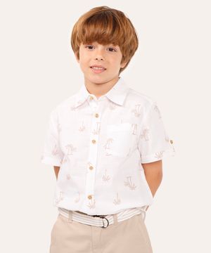 camisa infantil de algodão coqueiros branca