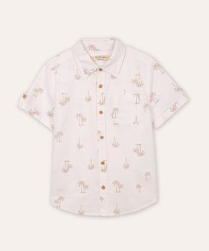 camisa infantil de algodão coqueiros branca