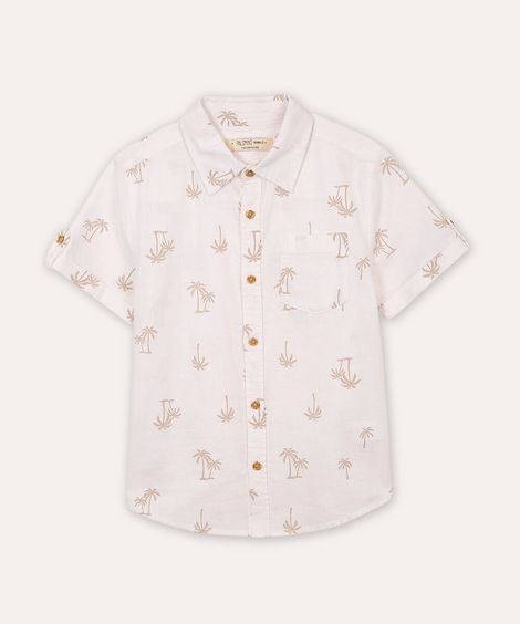 camisa infantil de algodão coqueiros branca