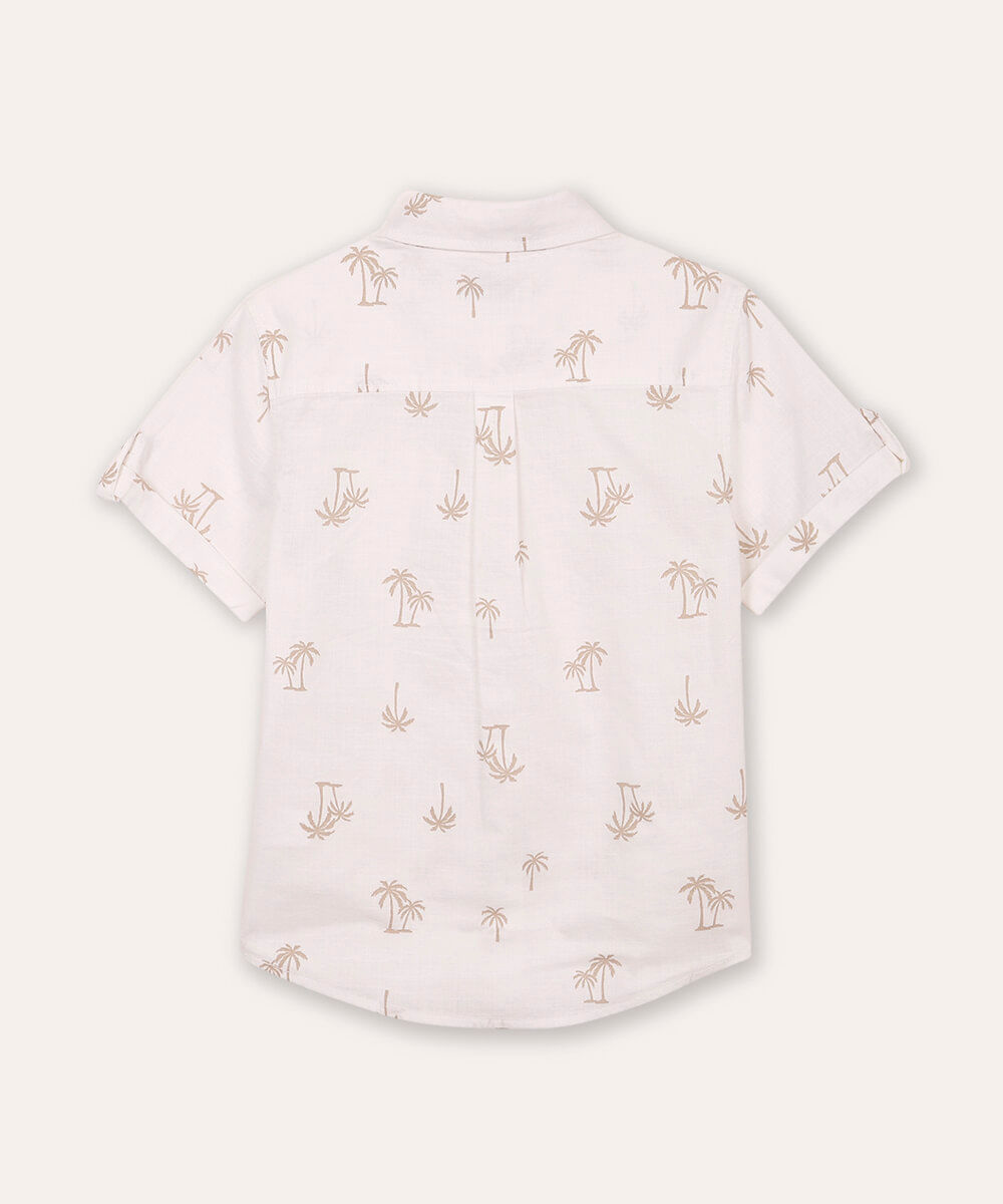 camisa infantil de algodão coqueiros branca