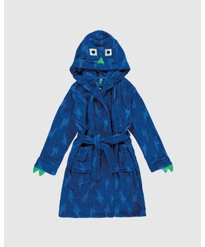 Roupão Infantil Unissex Com Aplique Em Fleece Malwee Kids Azul