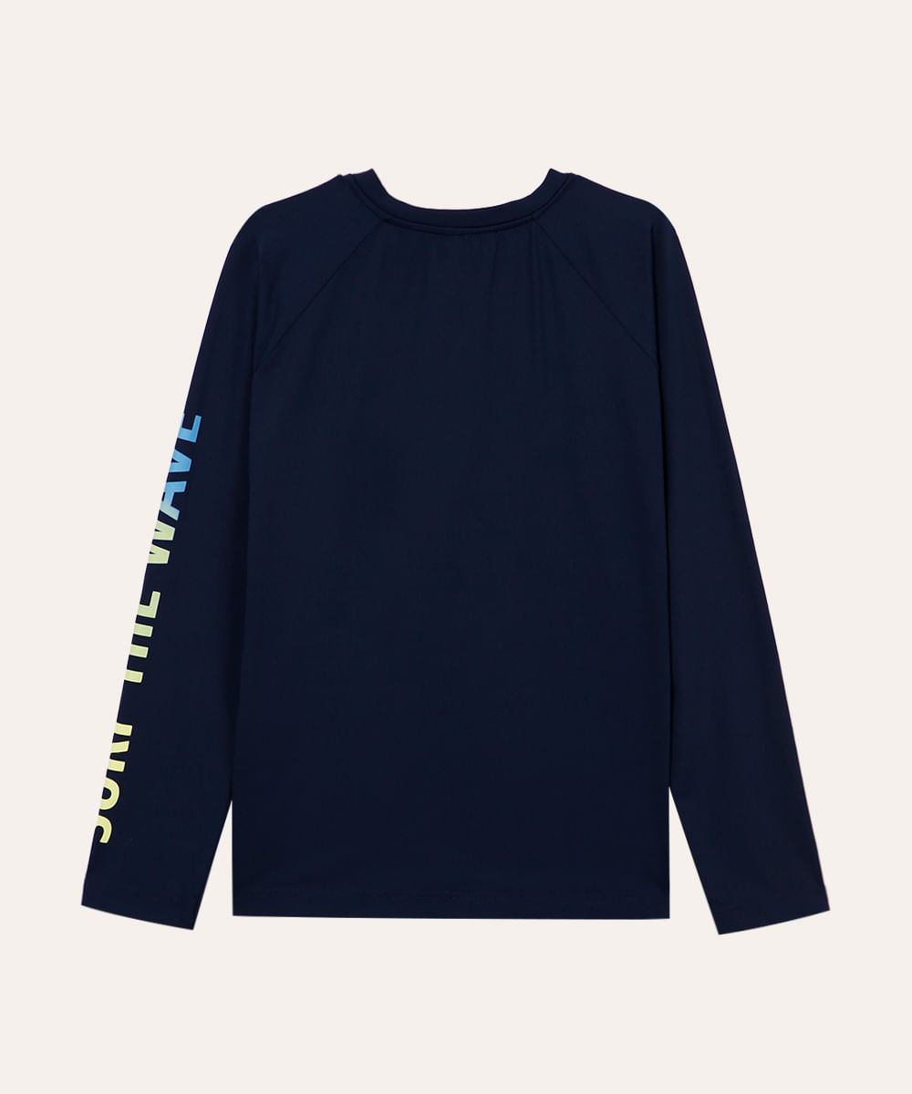 camiseta infantil manga longa proteção uv azul