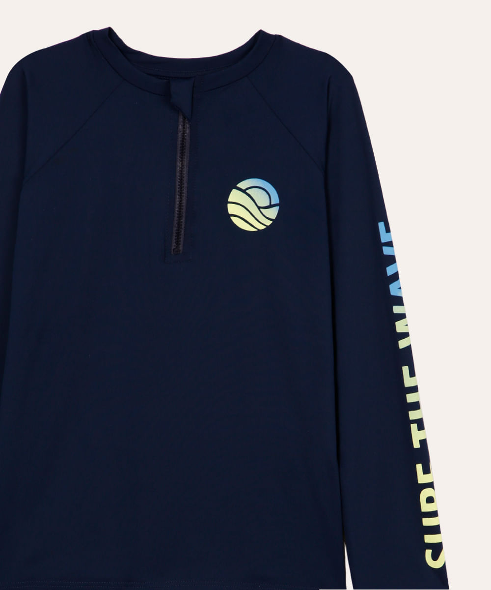 camiseta infantil manga longa proteção uv azul