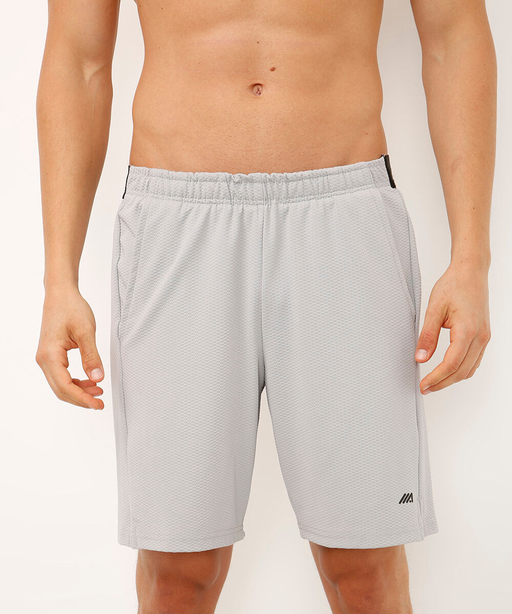 bermuda esportiva texturizada masculina cinza