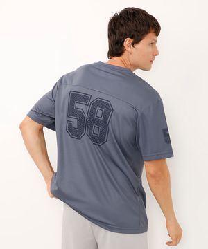 camiseta oversized basquete manga curta azul