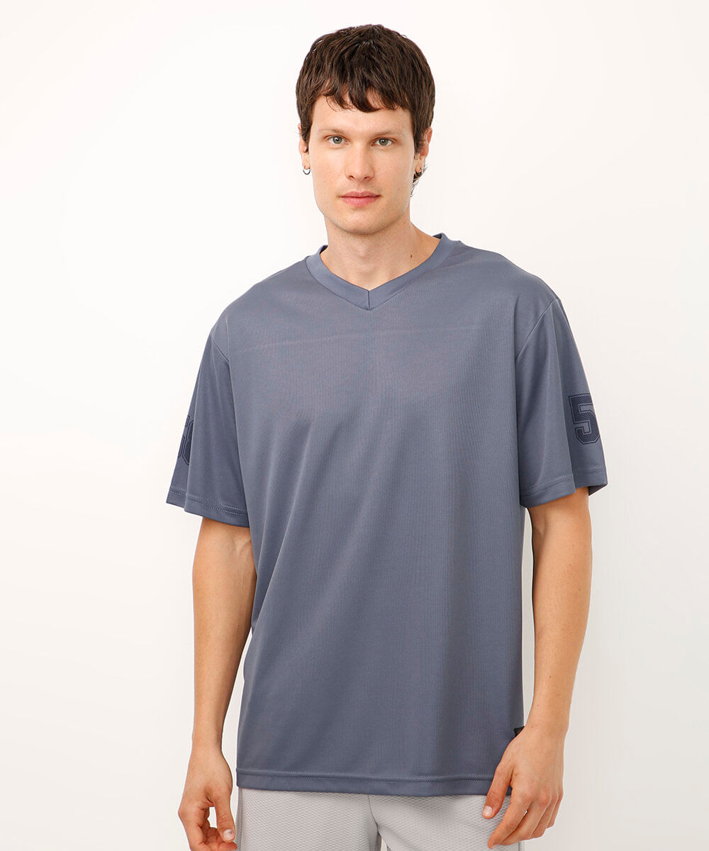 camiseta oversized basquete manga curta azul