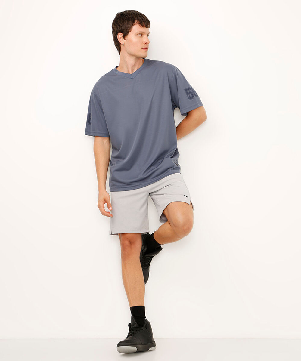 camiseta oversized basquete manga curta azul