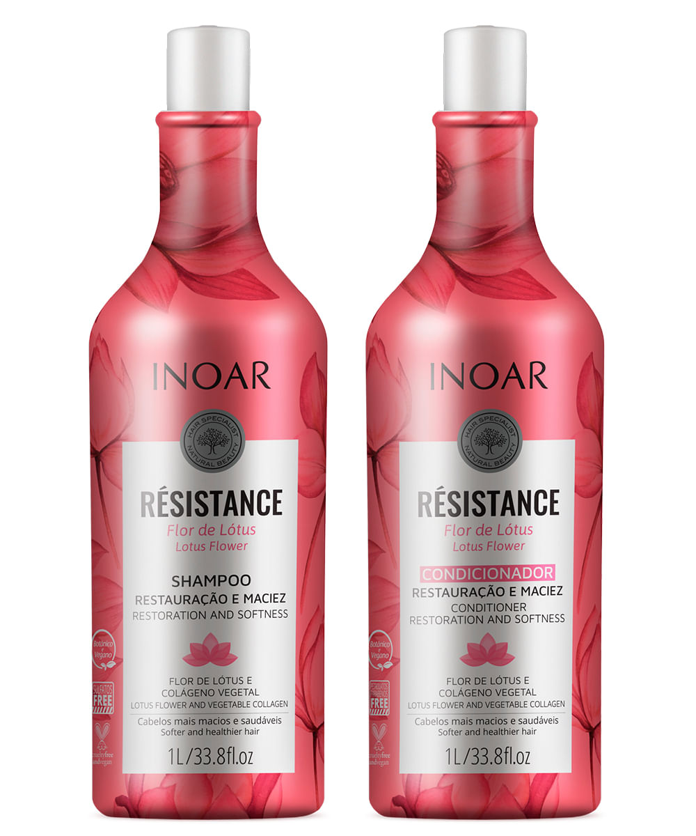 kit inoar resistance flor de lótus shampoo e condicionador