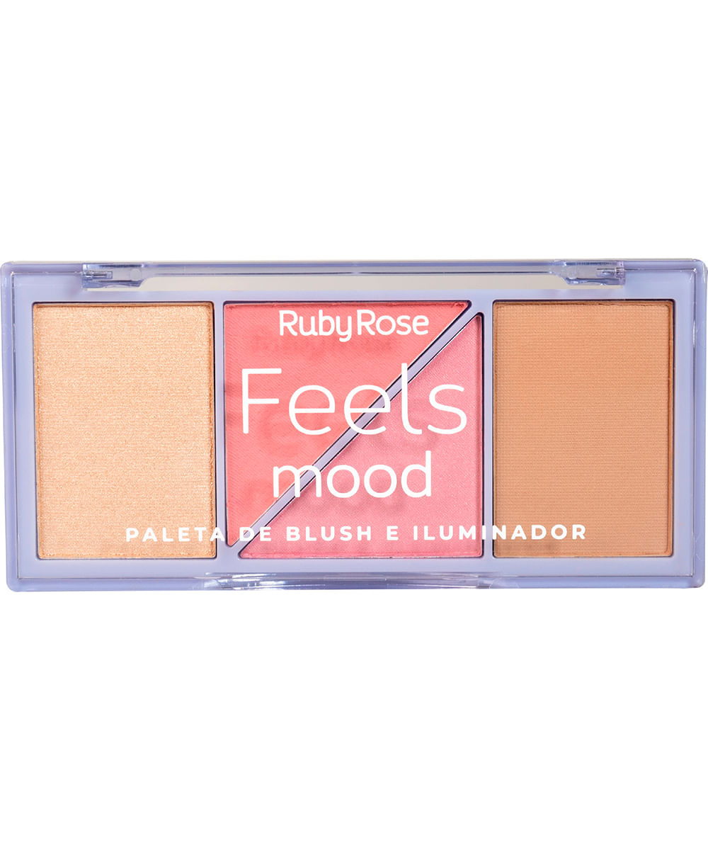 paleta de blush e iluminador feels mood hb75291 rosa