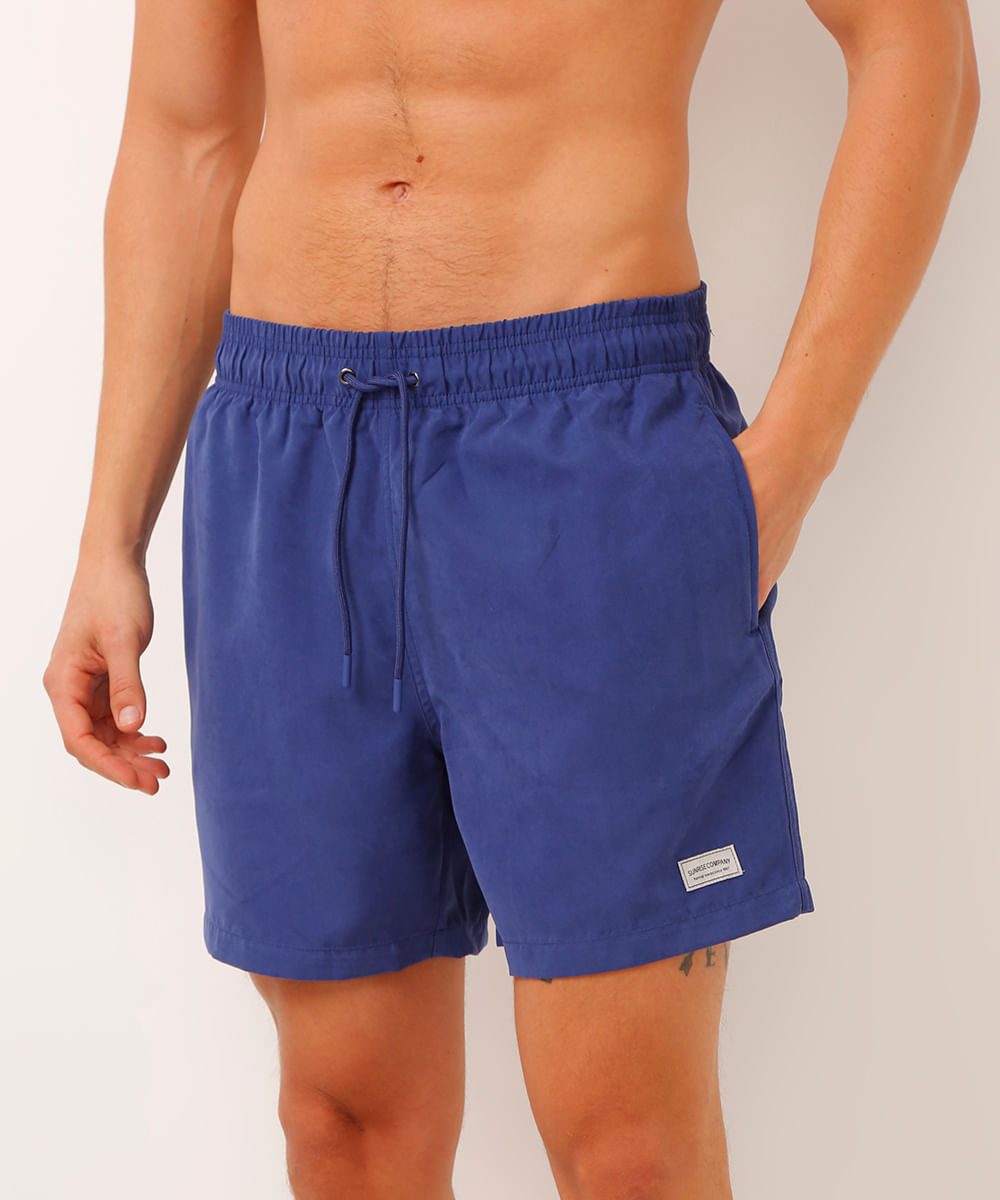 bermuda de suede com bolsos azul