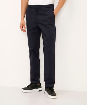 calça chino de alfaiataria cós elástico azul