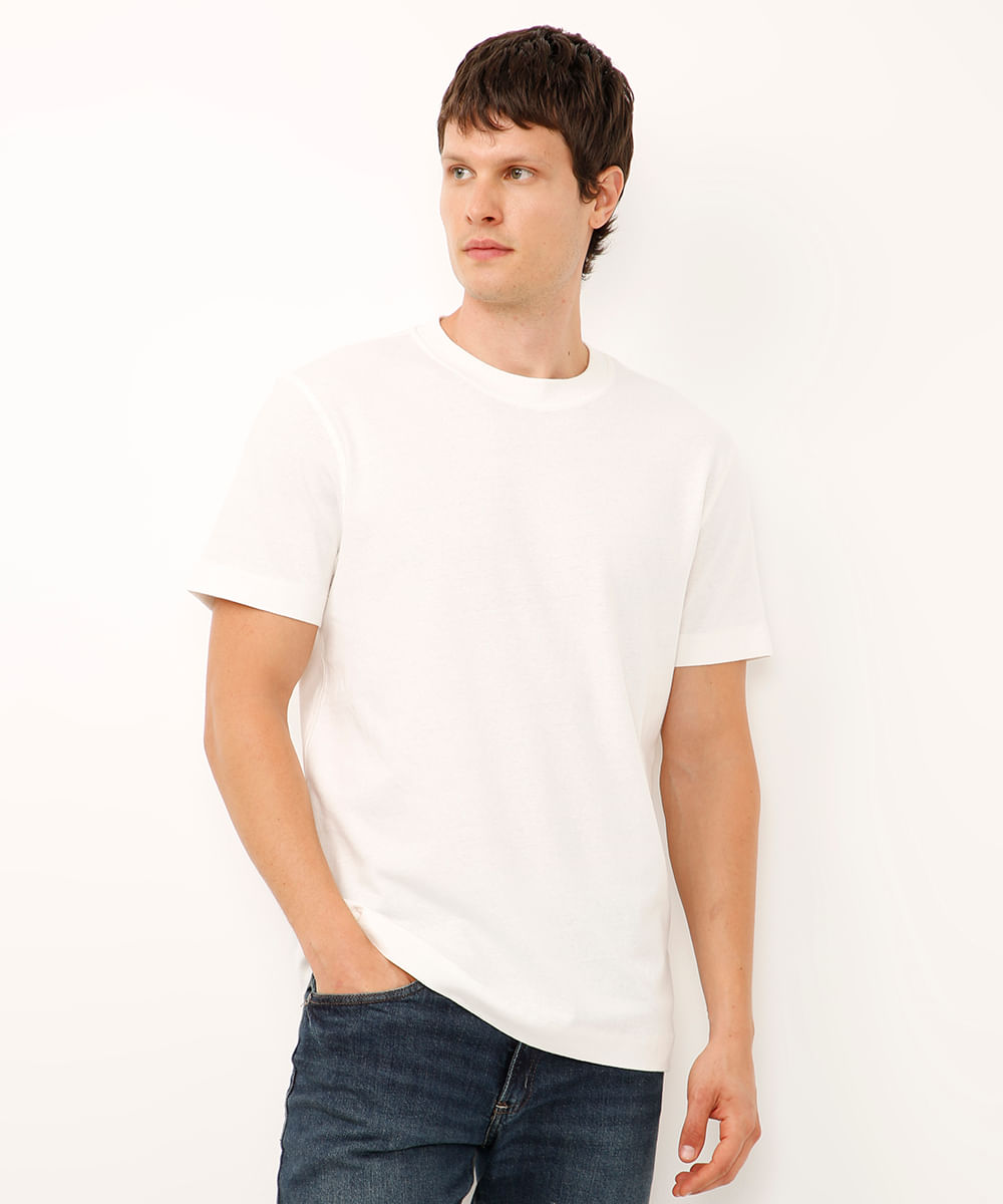 camiseta comfort com linho branca