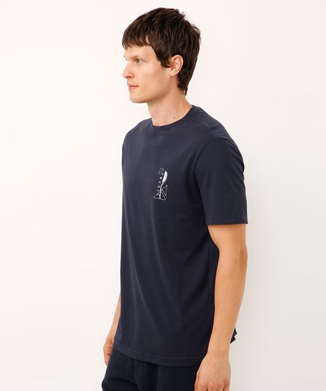 camiseta comfort de algodão tênis azul