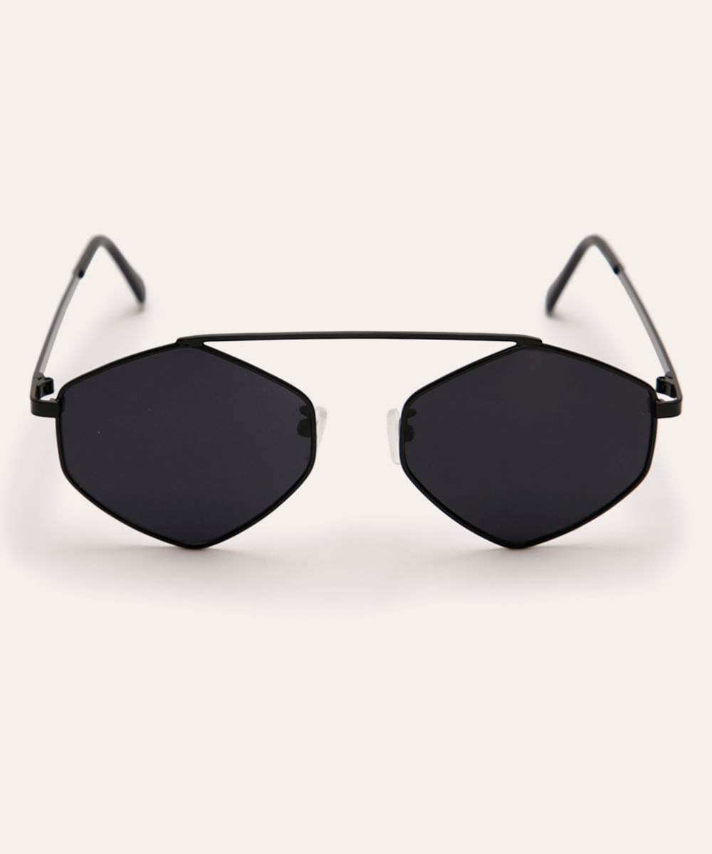 óculos de sol oval - preto