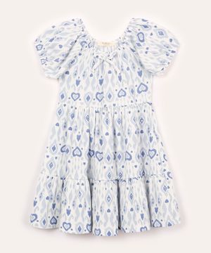 vestido texturizada corações infantil off white