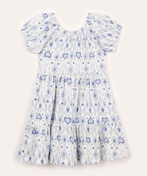 vestido texturizada corações infantil off white