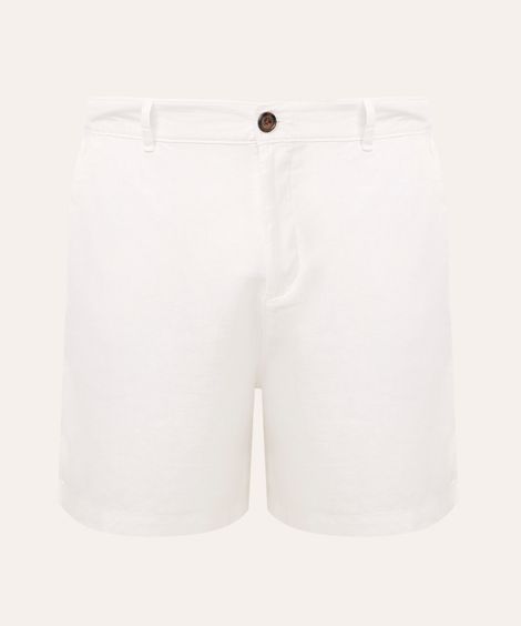 bermuda de linho com bolsos plus size branca