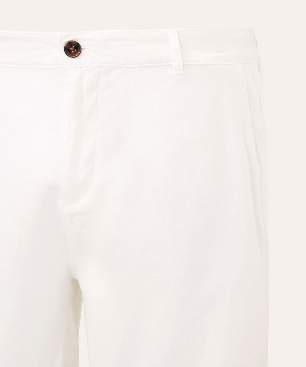 bermuda de linho com bolsos plus size branca
