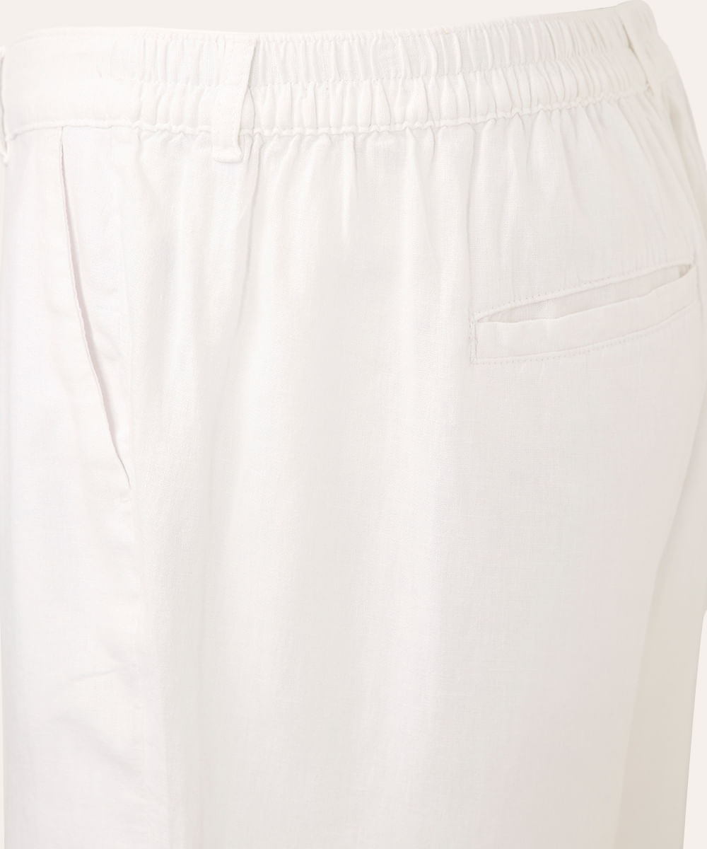 bermuda de linho com bolsos plus size branca
