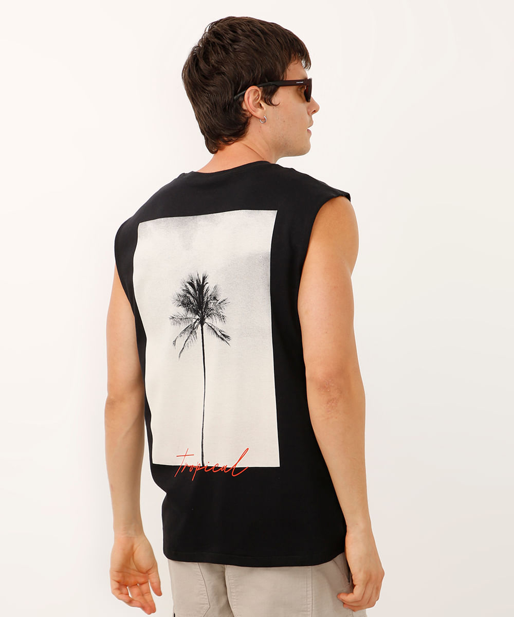 regata machão de algodão tropical preta