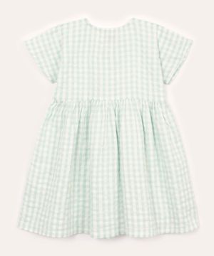 vestido de algodão infantil xadrez verde